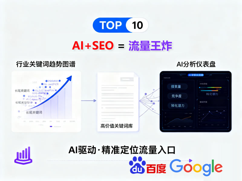 AI SEO服務(wù)展示，人工智能輔助SEO優(yōu)化的界面示意圖